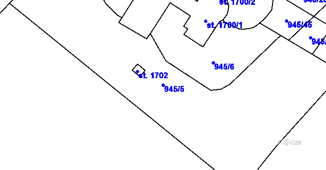 Parcela st. 945/5 v KÚ Kdyně, Katastrální mapa