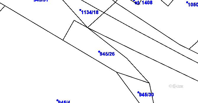 Parcela st. 945/26 v KÚ Kdyně, Katastrální mapa