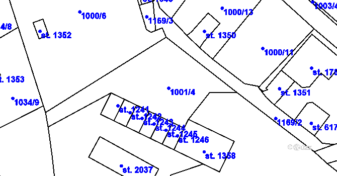 Parcela st. 1001/4 v KÚ Kdyně, Katastrální mapa