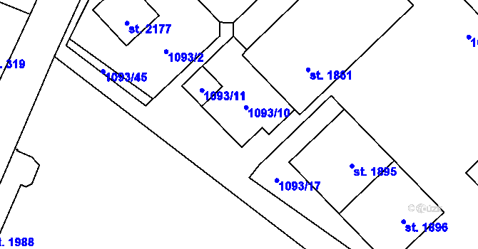 Parcela st. 1093/15 v KÚ Kdyně, Katastrální mapa