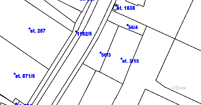 Parcela st. 56/3 v KÚ Kdyně, Katastrální mapa
