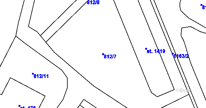 Parcela st. 812/7 v KÚ Kdyně, Katastrální mapa