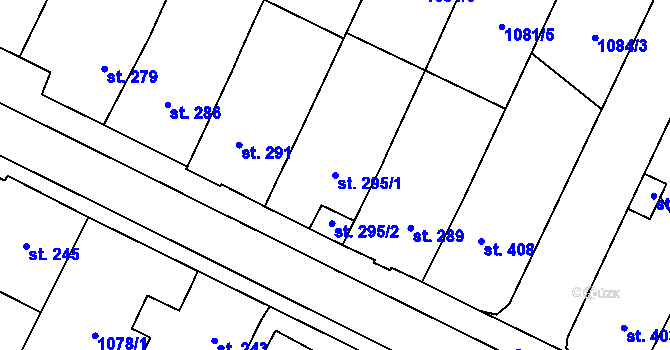 Parcela st. 295/1 v KÚ Kdyně, Katastrální mapa