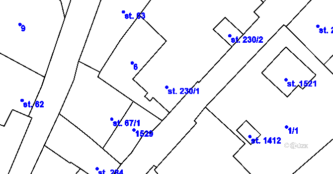 Parcela st. 230/1 v KÚ Kdyně, Katastrální mapa