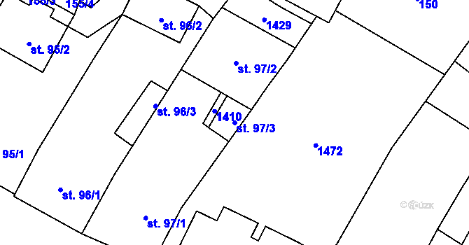 Parcela st. 97/3 v KÚ Kdyně, Katastrální mapa