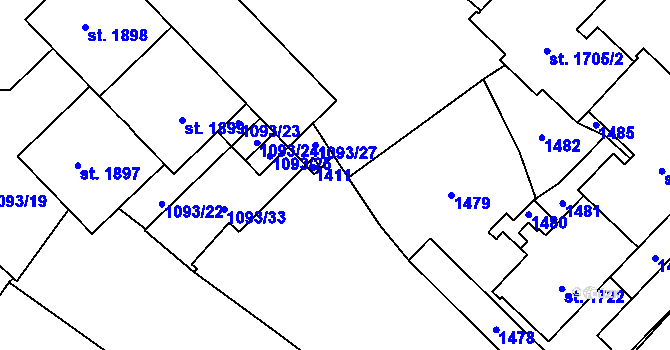 Parcela st. 33/4 v KÚ Kdyně, Katastrální mapa