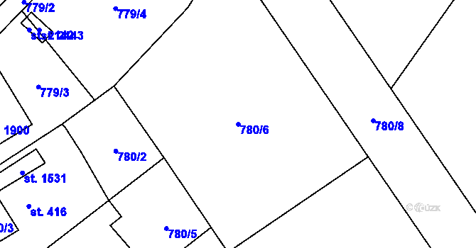 Parcela st. 780/6 v KÚ Kdyně, Katastrální mapa