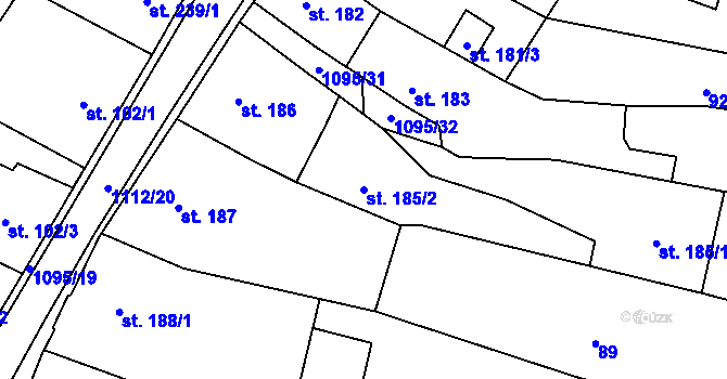 Parcela st. 185/2 v KÚ Kdyně, Katastrální mapa