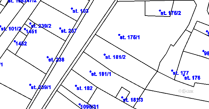 Parcela st. 181/2 v KÚ Kdyně, Katastrální mapa