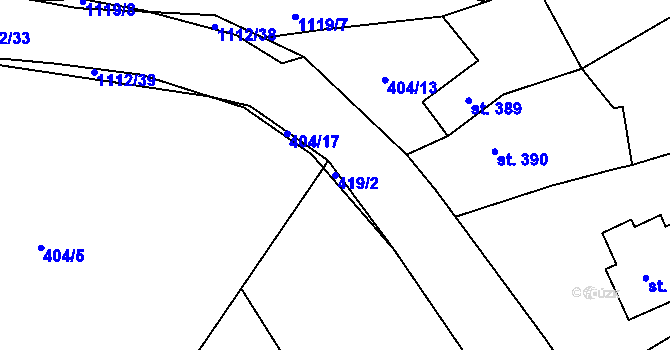 Parcela st. 419/2 v KÚ Kdyně, Katastrální mapa