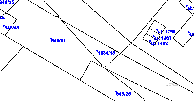 Parcela st. 1134/18 v KÚ Kdyně, Katastrální mapa