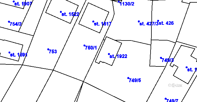 Parcela st. 749/8 v KÚ Kdyně, Katastrální mapa