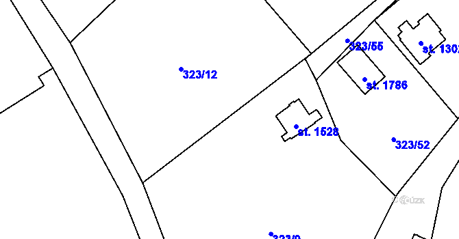 Parcela st. 323/57 v KÚ Kdyně, Katastrální mapa