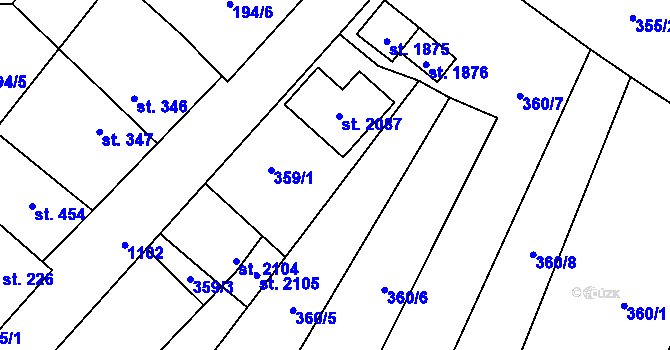 Parcela st. 360/11 v KÚ Kdyně, Katastrální mapa