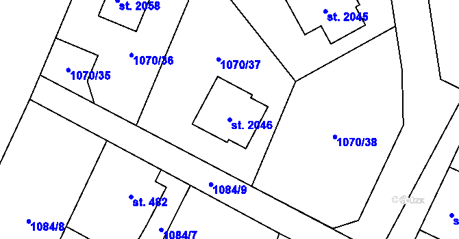 Parcela st. 2046 v KÚ Kdyně, Katastrální mapa