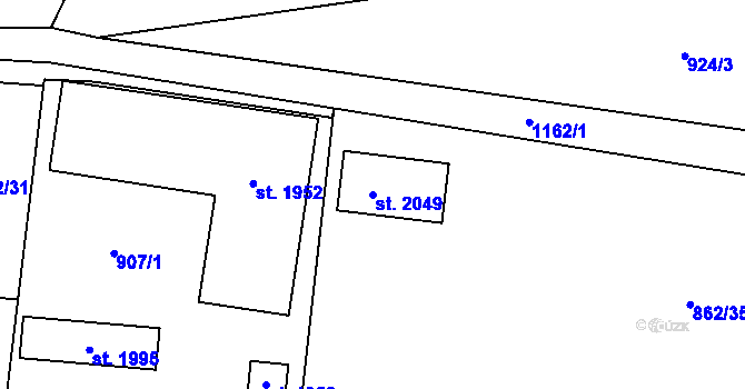 Parcela st. 2049 v KÚ Kdyně, Katastrální mapa