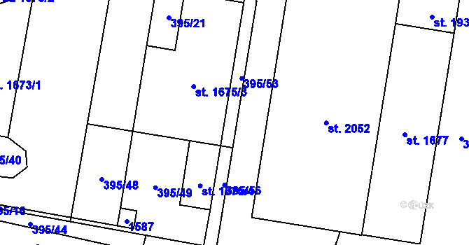 Parcela st. 395/53 v KÚ Kdyně, Katastrální mapa