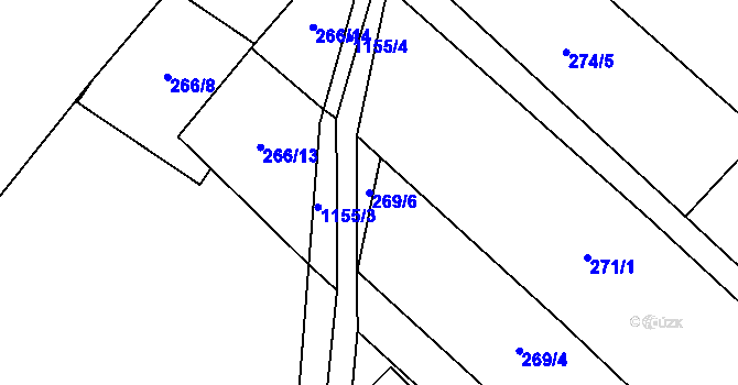 Parcela st. 269/6 v KÚ Kdyně, Katastrální mapa