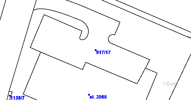 Parcela st. 917/17 v KÚ Kdyně, Katastrální mapa