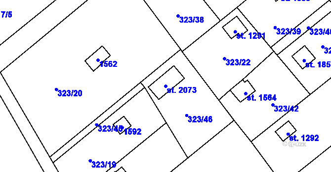 Parcela st. 2073 v KÚ Kdyně, Katastrální mapa