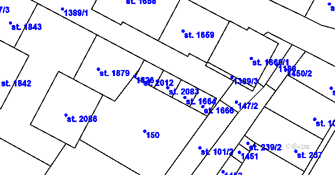 Parcela st. 2083 v KÚ Kdyně, Katastrální mapa