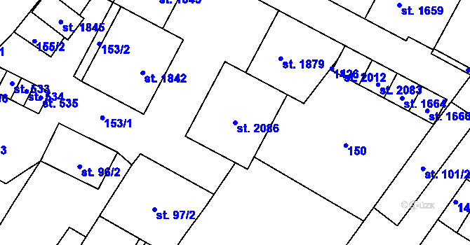 Parcela st. 2086 v KÚ Kdyně, Katastrální mapa