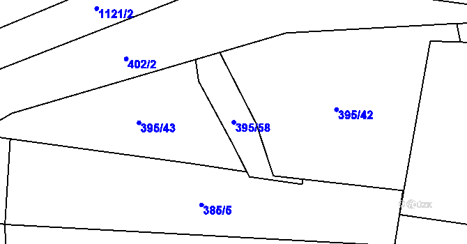 Parcela st. 395/58 v KÚ Kdyně, Katastrální mapa