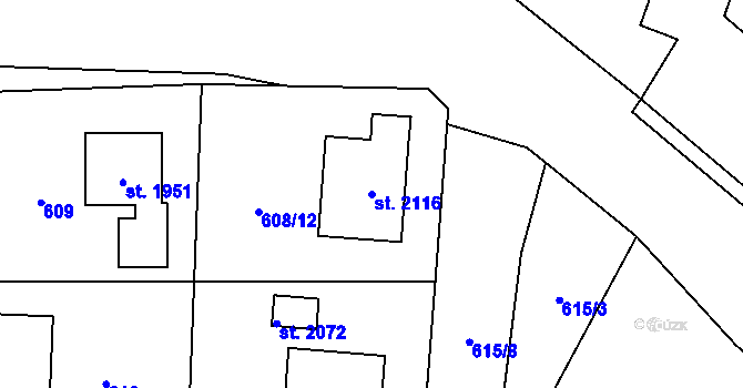 Parcela st. 2116 v KÚ Kdyně, Katastrální mapa