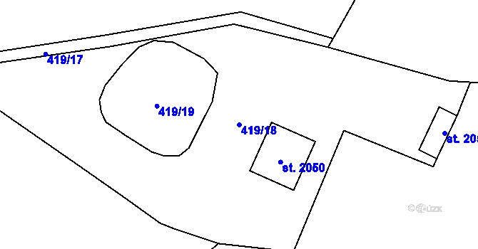 Parcela st. 419/18 v KÚ Kdyně, Katastrální mapa