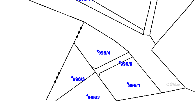 Parcela st. 996/4 v KÚ Kdyně, Katastrální mapa