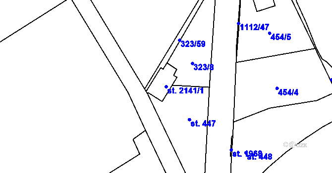 Parcela st. 2141/1 v KÚ Kdyně, Katastrální mapa