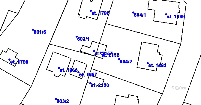 Parcela st. 2156 v KÚ Kdyně, Katastrální mapa