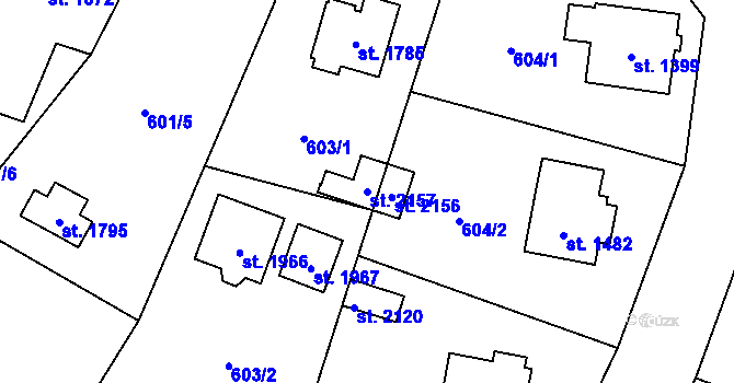 Parcela st. 2157 v KÚ Kdyně, Katastrální mapa