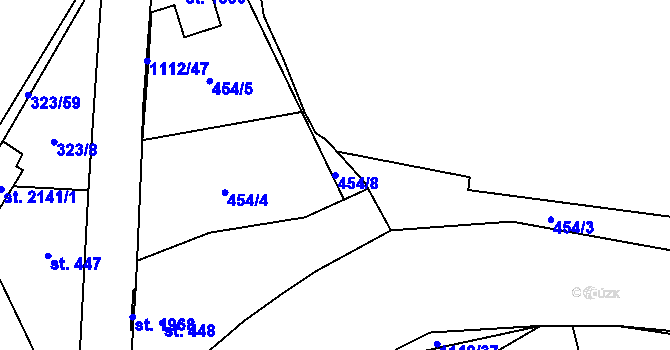 Parcela st. 454/8 v KÚ Kdyně, Katastrální mapa