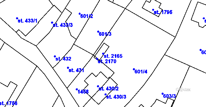 Parcela st. 2165 v KÚ Kdyně, Katastrální mapa