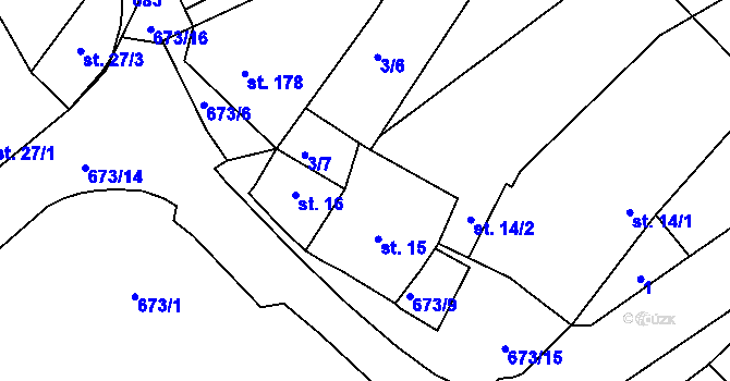 Parcela st. 14/4 v KÚ Keblice, Katastrální mapa