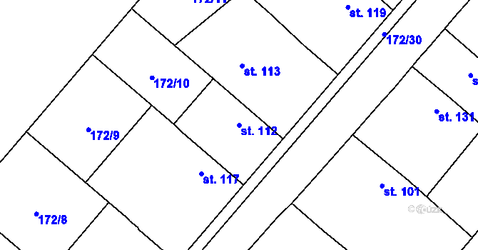Parcela st. 112 v KÚ Keblice, Katastrální mapa