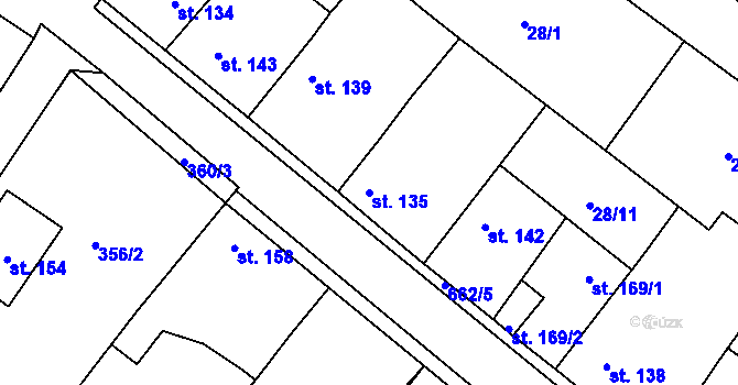 Parcela st. 135 v KÚ Keblice, Katastrální mapa