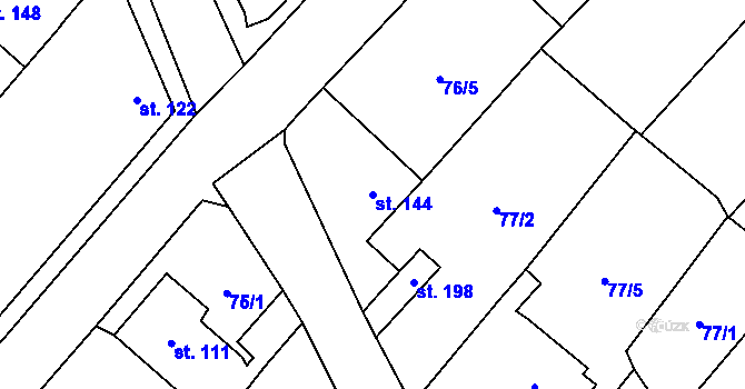 Parcela st. 144 v KÚ Keblice, Katastrální mapa
