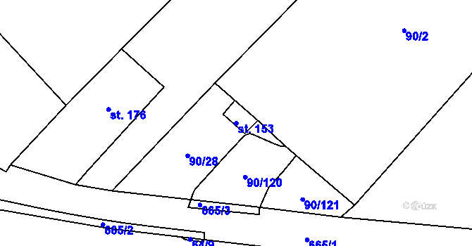 Parcela st. 153 v KÚ Keblice, Katastrální mapa