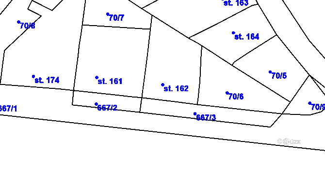 Parcela st. 162 v KÚ Keblice, Katastrální mapa