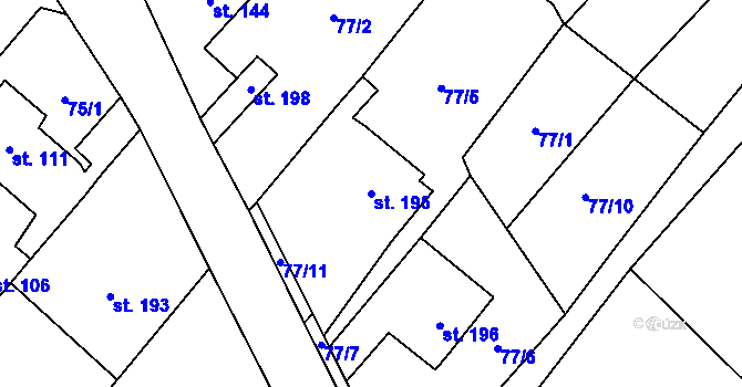 Parcela st. 195 v KÚ Keblice, Katastrální mapa