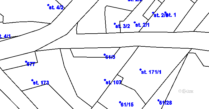 Parcela st. 61/3 v KÚ Keblice, Katastrální mapa