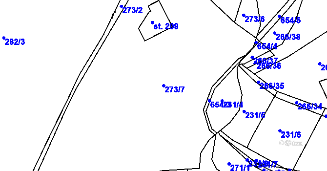 Parcela st. 273/7 v KÚ Keblice, Katastrální mapa