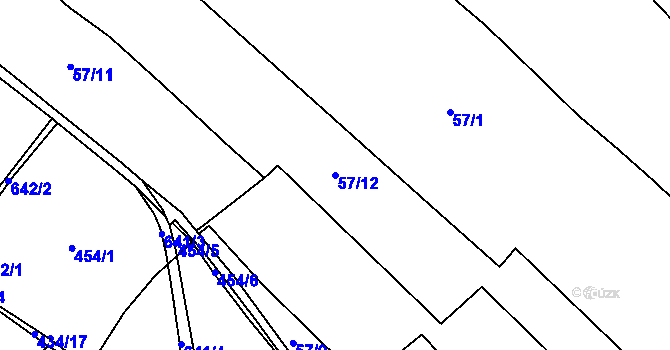 Parcela st. 57/12 v KÚ Keblice, Katastrální mapa
