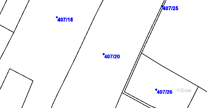 Parcela st. 407/20 v KÚ Keblice, Katastrální mapa