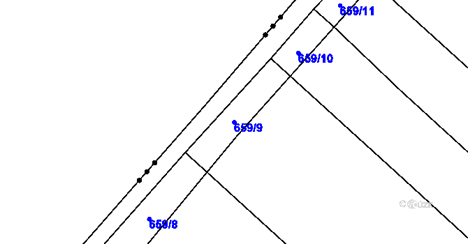 Parcela st. 659/9 v KÚ Keblice, Katastrální mapa