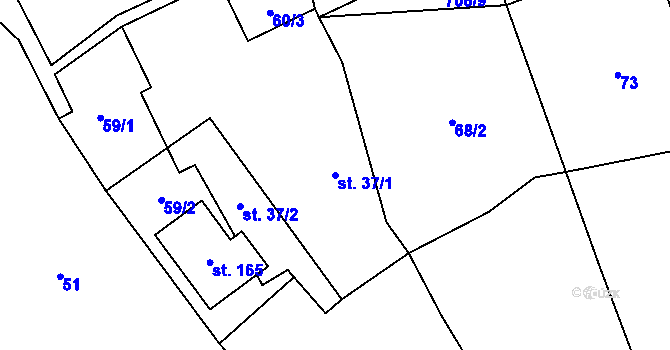 Parcela st. 37/1 v KÚ Keblov, Katastrální mapa