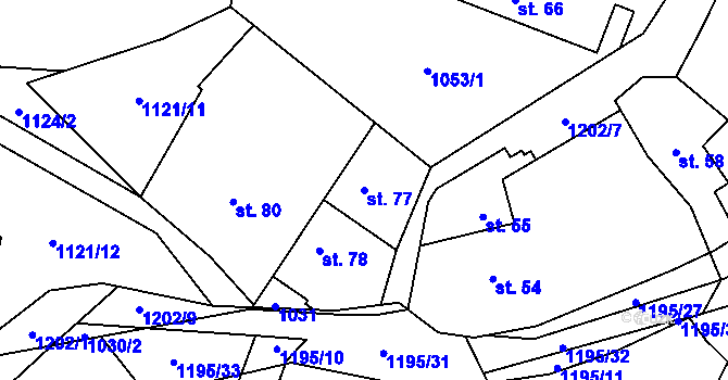 Parcela st. 77 v KÚ Keblov, Katastrální mapa