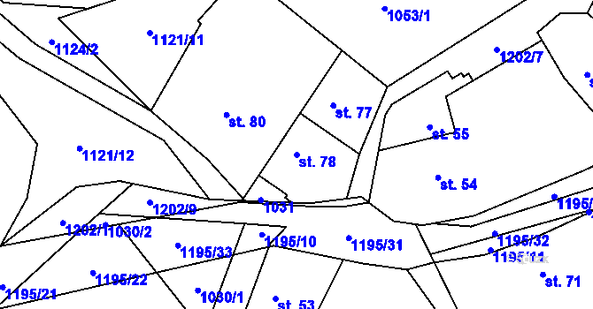 Parcela st. 78 v KÚ Keblov, Katastrální mapa